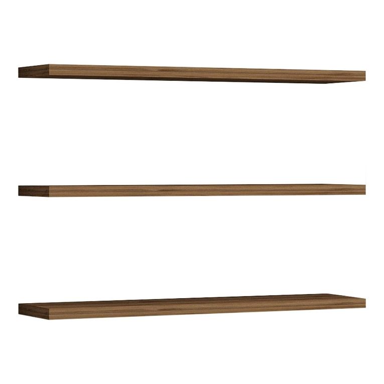Mensola Marrone Noce 3 Ripiani set da 3 60x15x2h cm, Sfumatura Colore Struttura Noce - Meina