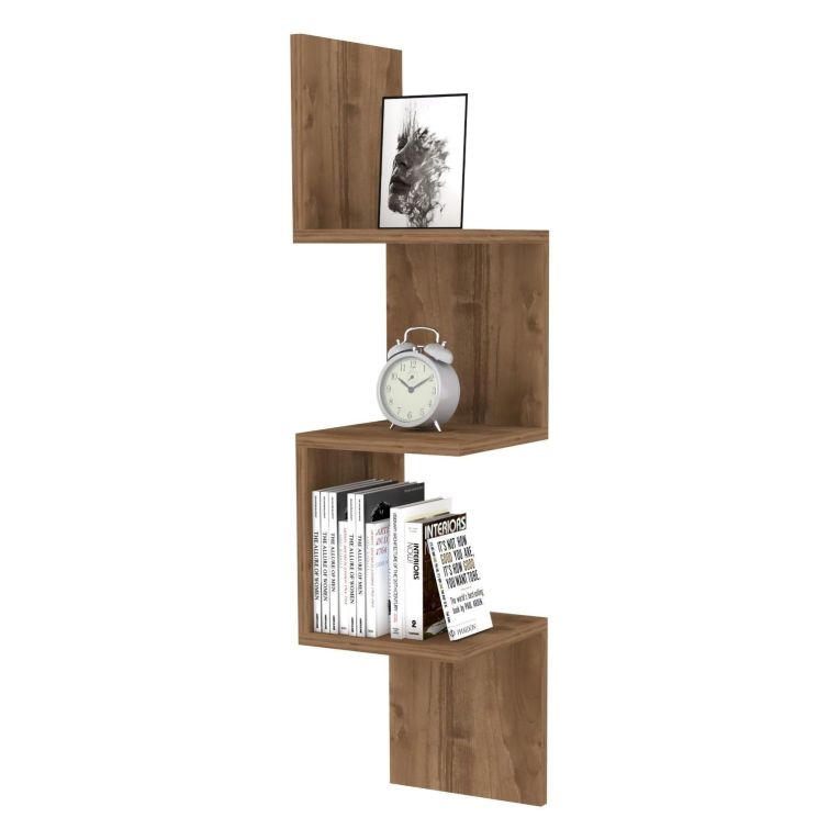 Mensola Marrone Noce 3 Ripiani Sfumatura Colore Struttura Noce 25x25x105h cm, - Sgurgola