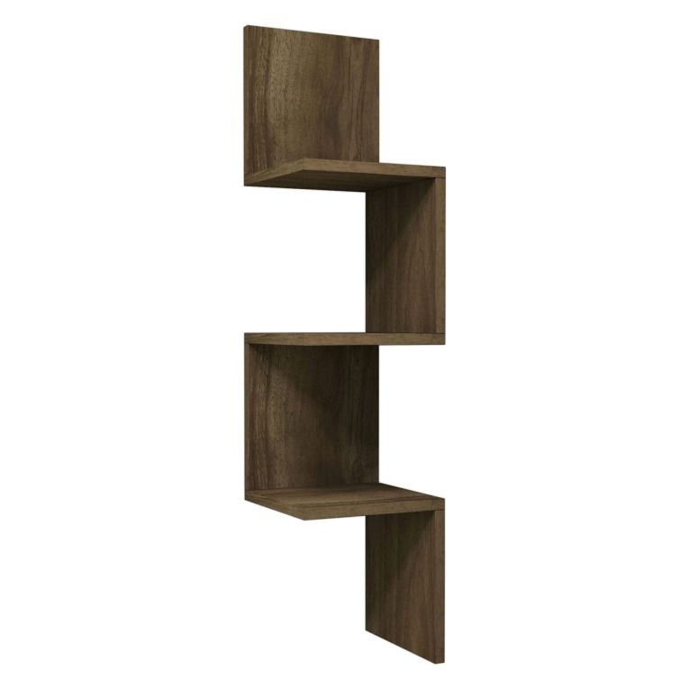 Mensola Marrone Noce 3 Ripiani Sfumatura Colore Struttura Noce 25x25x105h cm, - Sgurgola