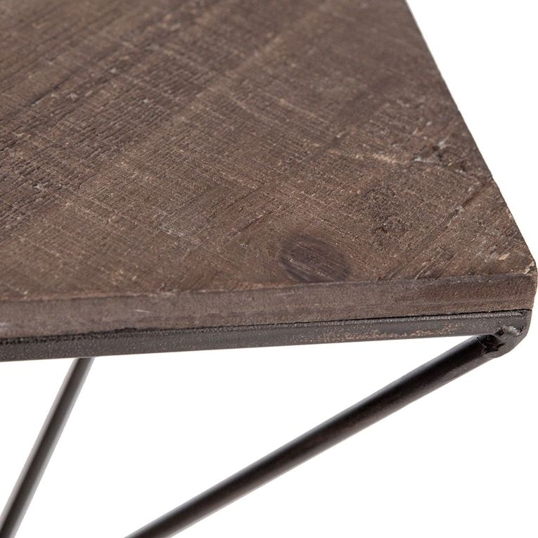 Mensola Marrone Noce Nero 2 Ripiani in Legno di Abete 33x13x30h cm, Colore Struttura Nero - Cassola