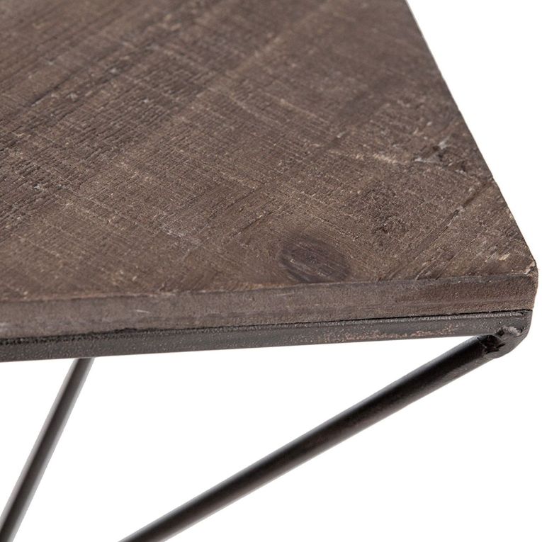 Mensola Marrone Noce Nero 3 Ripiani in Legno di Abete 45x13x34h cm, Colore Struttura Nero - Caccuri