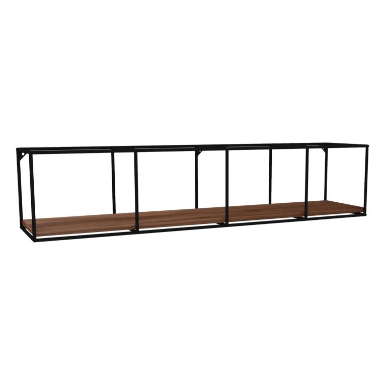 Mensola Marrone Noce Scuro Nero un Ripiano Colore Struttura Nero 120x30x30h cm, Materiale Struttura in Metallo - Cis