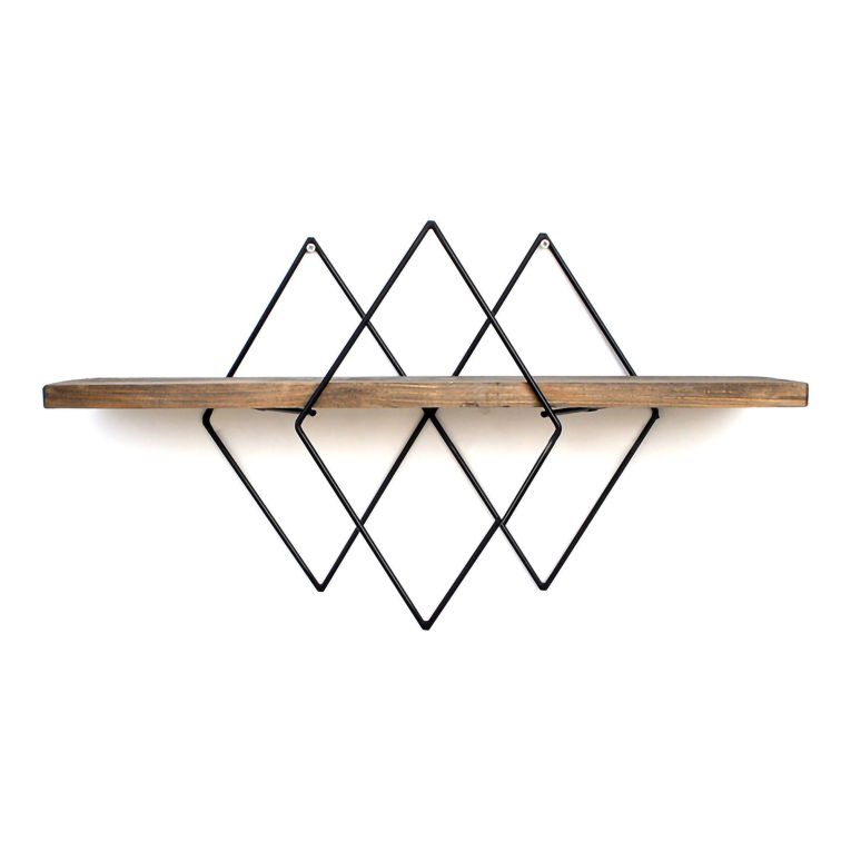 Mensola Marrone Noce Scuro Nero un Ripiano in Legno di Abete 41x15x32h cm, Colore Struttura Nero - Cadeo