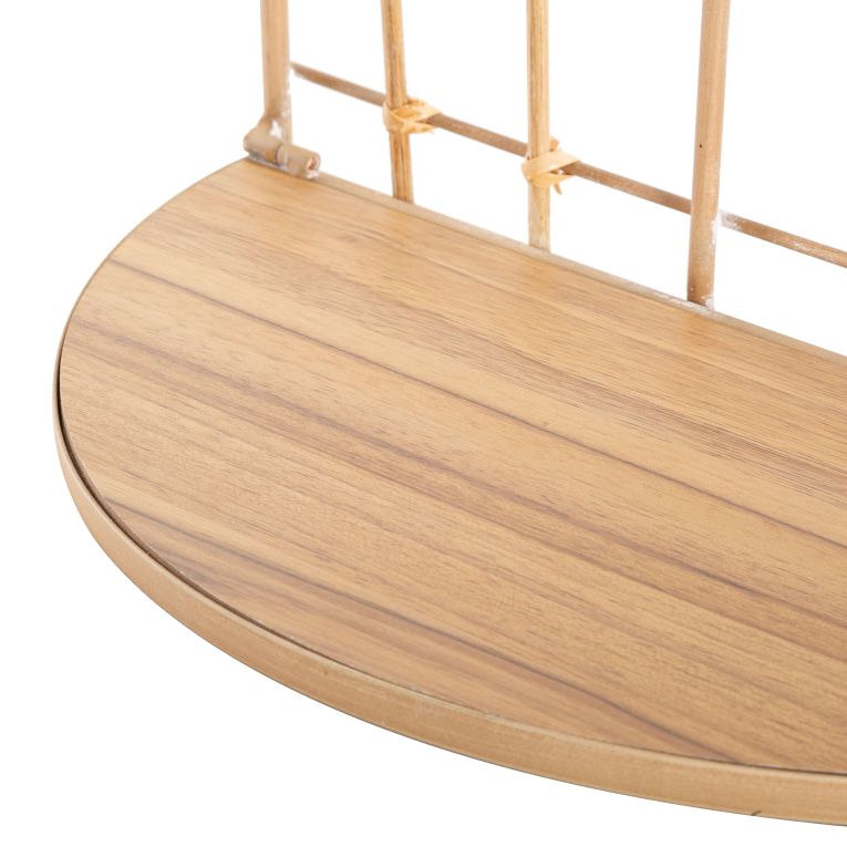 Mensola Marrone Rovere 2 Ripiani Finitura in Rattan 35x18x46h cm, Sfumatura Colore Struttura Rovere - Daleka