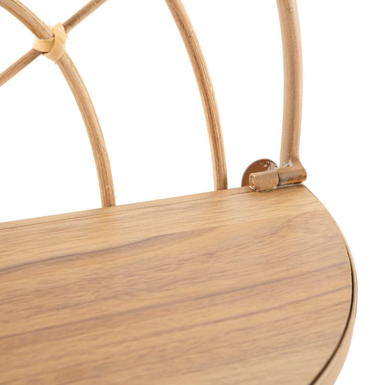 Mensola Marrone Rovere 2 Ripiani Finitura in Rattan 35x18x46h cm, Sfumatura Colore Struttura Rovere - Daleka