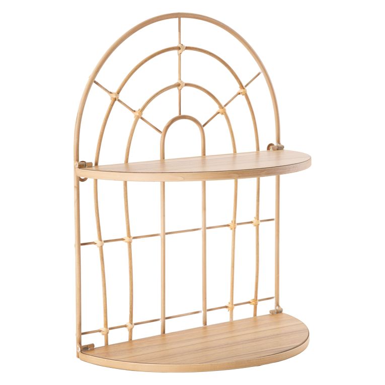 Mensola Marrone Rovere 2 Ripiani Finitura in Rattan 35x18x46h cm, Sfumatura Colore Struttura Rovere - Daleka