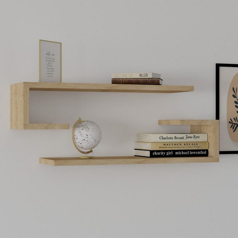 Mensola Marrone Rovere 2 Ripiani set da 2 Mensole 60x20x15h cm, Sfumatura Colore Struttura Rovere - Siligo
