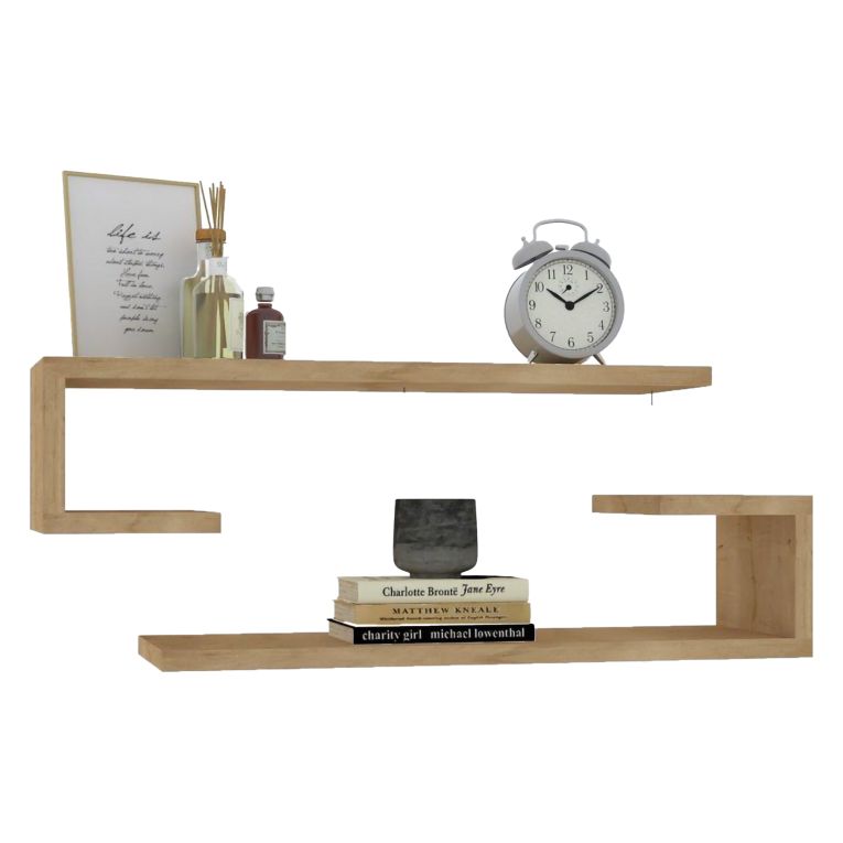 Mensola Marrone Rovere 2 Ripiani set da 2 Mensole 60x20x15h cm, Sfumatura Colore Struttura Rovere - Siligo