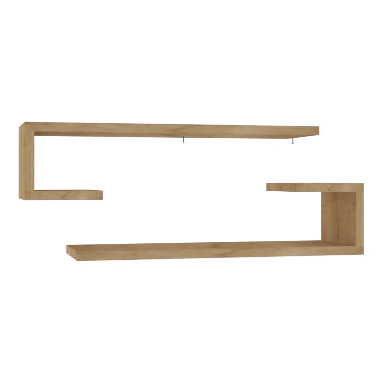 Mensola Marrone Rovere 2 Ripiani set da 2 Mensole 60x20x15h cm, Sfumatura Colore Struttura Rovere - Siligo