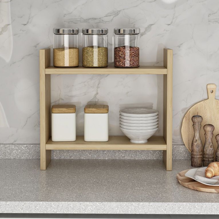 Mensola Marrone Rovere 2 Ripiani Sfumatura Colore Struttura Rovere 34x10x30h cm, - Morfasso