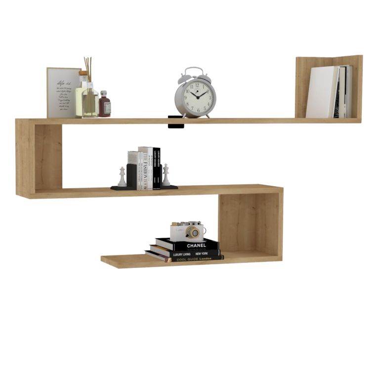 Mensola Marrone Rovere 3 Ripiani Sfumatura Colore Struttura Rovere 120x20x71h cm, - Massello