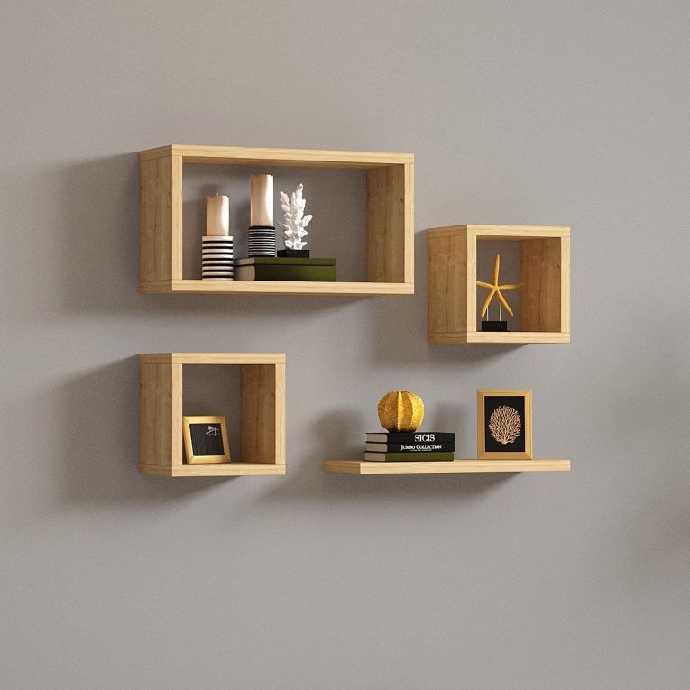 Mensola Marrone Rovere 4 Ripiani Modulabile 24x15x44h cm, Sfumatura Colore Struttura Rovere - Subbiano