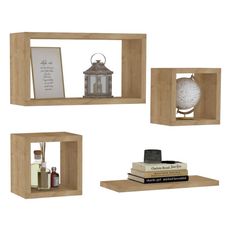 Mensola Marrone Rovere 4 Ripiani Modulabile 24x15x44h cm, Sfumatura Colore Struttura Rovere - Subbiano