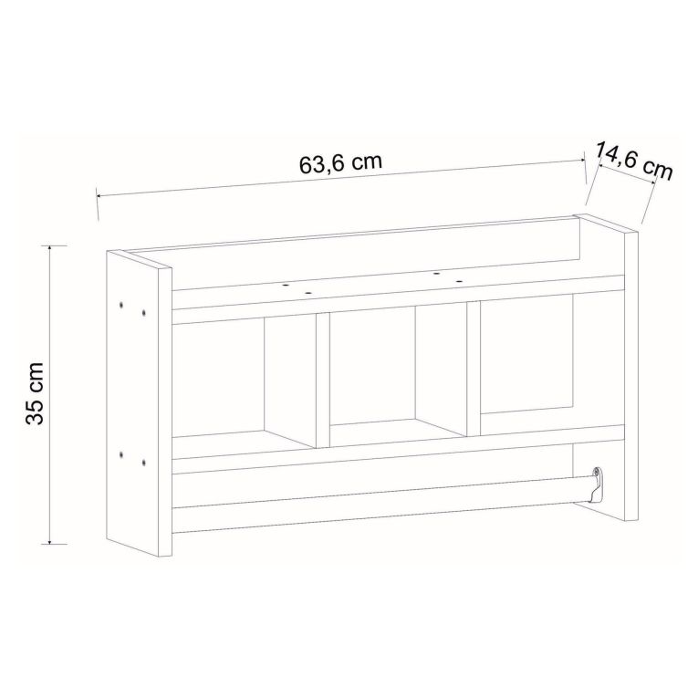 Mensola Marrone Rovere 4 Ripiani Sfumatura Colore Struttura Rovere 64x15x35h cm, - Cortale