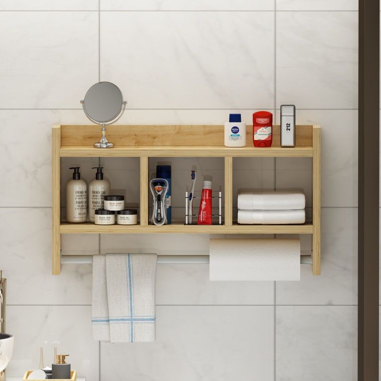 Mensola Marrone Rovere 4 Ripiani Sfumatura Colore Struttura Rovere 64x15x35h cm, - Cortale