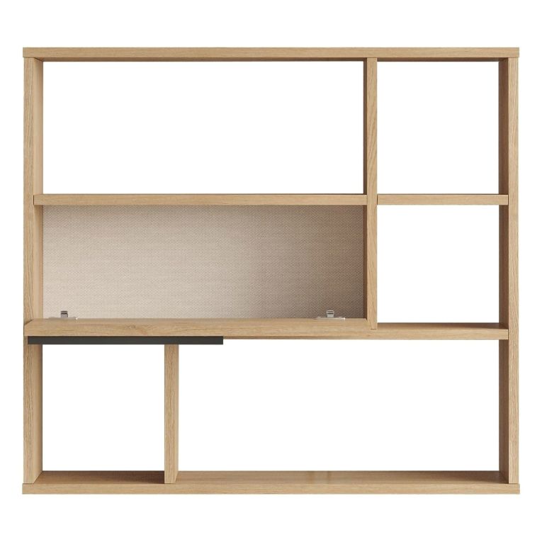 Mensola Marrone Rovere 5 Ripiani Anta Effetto Paglia di Vienna 90x22x81h cm, Sfumatura Colore Struttura Rovere - Coeli