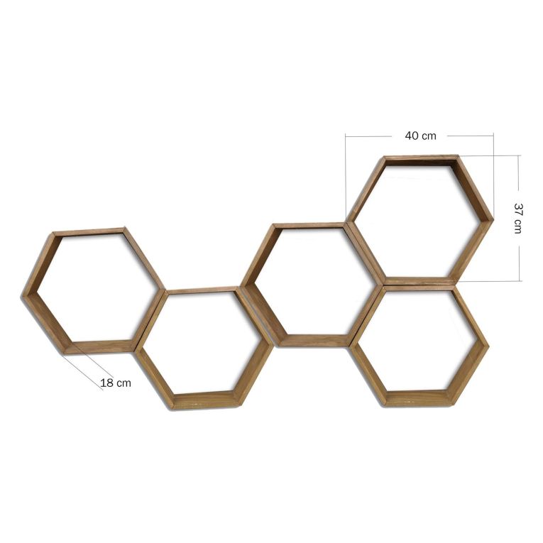 Mensola Marrone Rovere 5 Ripiani Fatto a Mano, in Legno di Abete 40x10x37h cm, Sfumatura Colore Struttura Rovere - Montauro