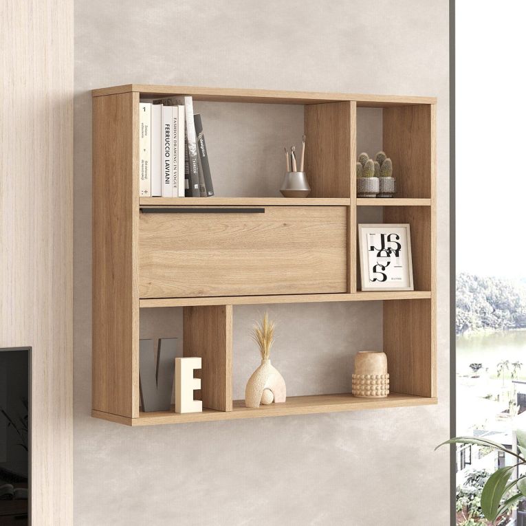 Mensola Marrone Rovere 5 Ripiani Sfumatura Colore Struttura Rovere 90x22x81h cm, - Roiate