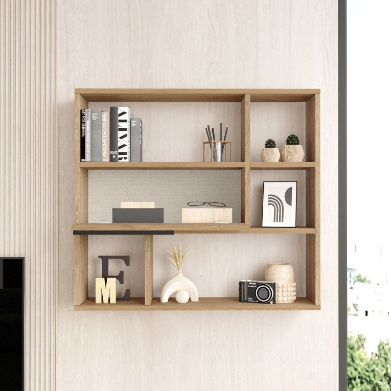 Mensola Marrone Rovere 5 Ripiani Sfumatura Colore Struttura Rovere 90x22x81h cm, - Roiate