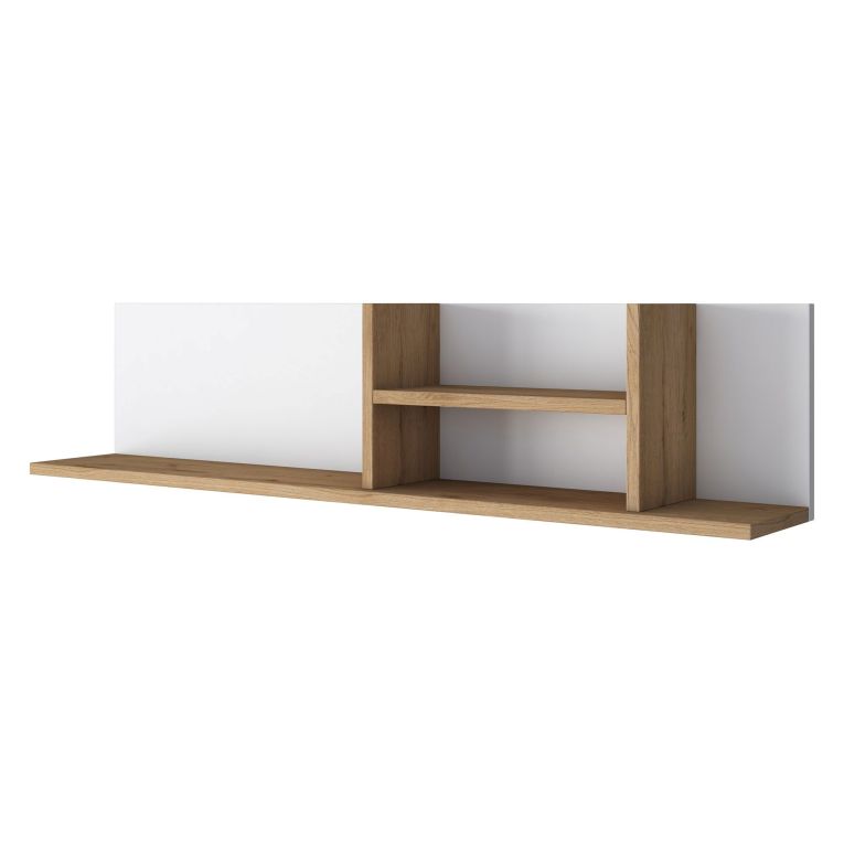 Mensola Marrone Rovere Bianco 4 Ripiani Colore Struttura Bianco 120x20x25h cm, Sfumatura Colore Struttura Rovere - Nureci