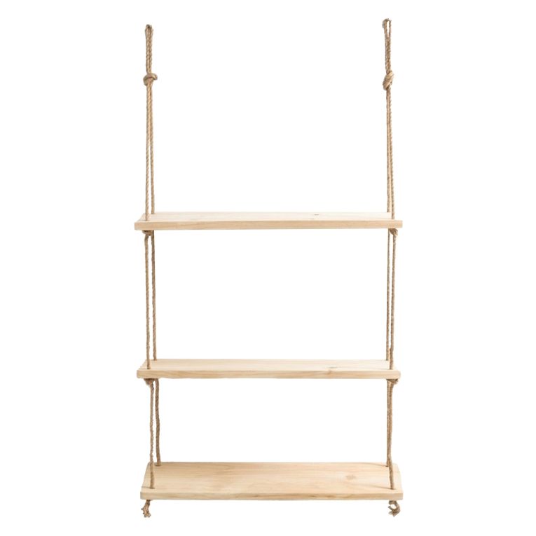 Mensola Marrone Rovere Chiaro 3 Ripiani Fatto a Mano, in Legno di Abete 40x13x110h cm, Sfumatura Colore Struttura Rovere Chiaro - Corio