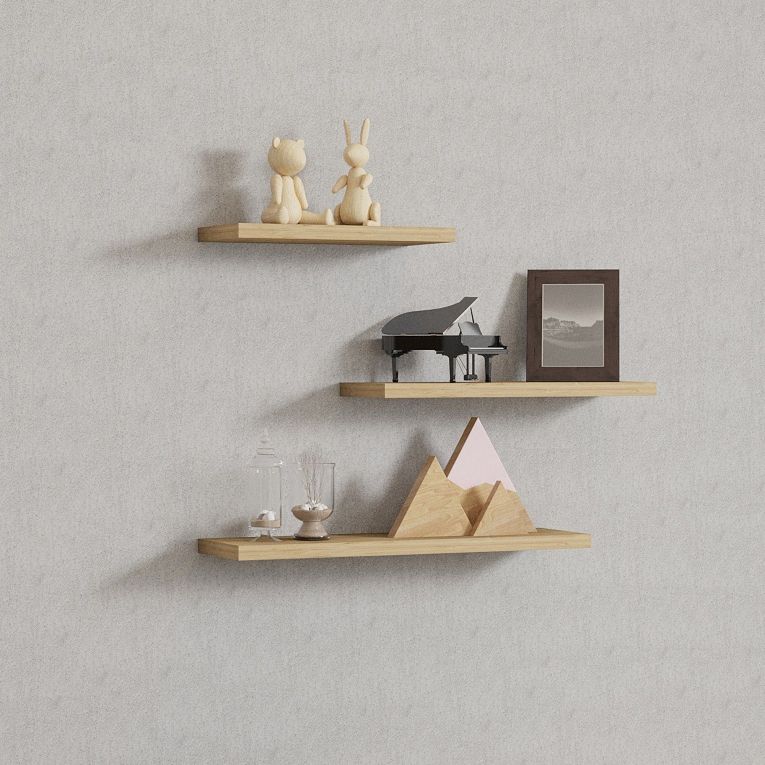 Mensola Marrone Rovere Chiaro 3 Ripiani set da 3 Mensole 30x2x14h cm, Sfumatura Colore Struttura Rovere Chiaro - Roscigno