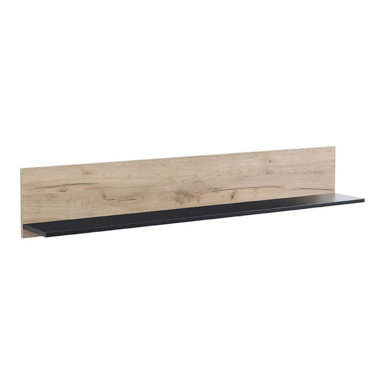 Mensola Marrone Rovere Grigio Nero un Ripiano 137.5x19.5x24h cm, Portata Ripiani 5 - Caines
