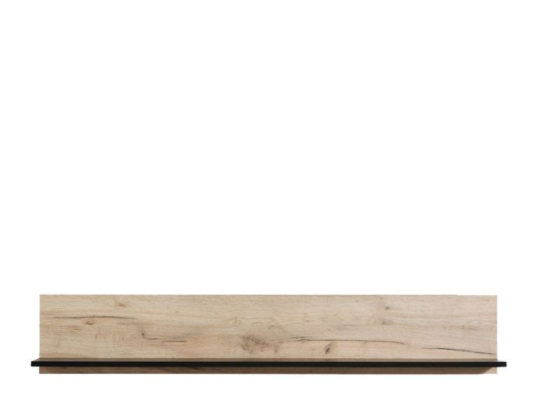 Mensola Marrone Rovere Grigio Nero un Ripiano 137.5x19.5x24h cm, Portata Ripiani 5 - Caines