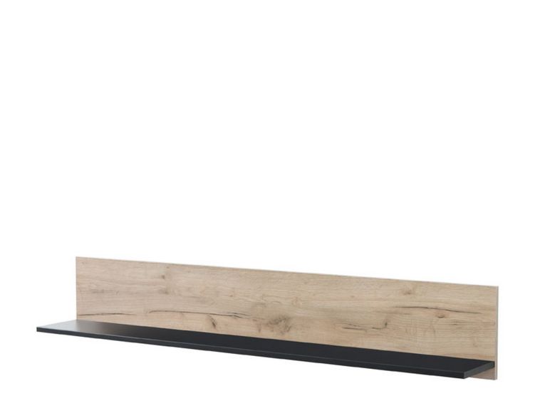 Mensola Marrone Rovere Grigio Nero un Ripiano 137.5x19.5x24h cm, Portata Ripiani 5 - Caines