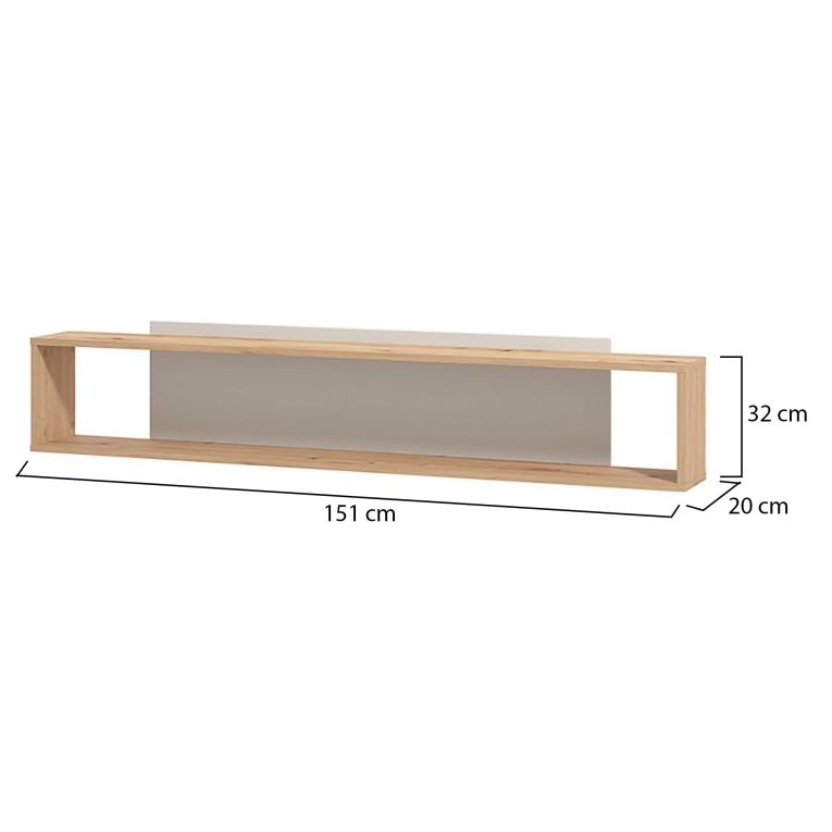 Mensola Marrone Rovere Grigio Tortora 2 Ripiani 150.5x19.5x31.5h cm, Portata Ripiani 5 - Valdieri