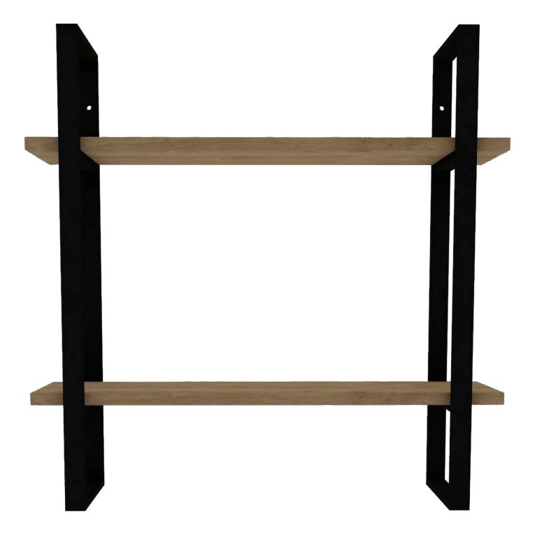 Mensola Marrone Rovere Nero 2 Ripiani Colore Struttura Nero 70x22x70h cm, Sfumatura Colore Struttura Rovere - Picerno