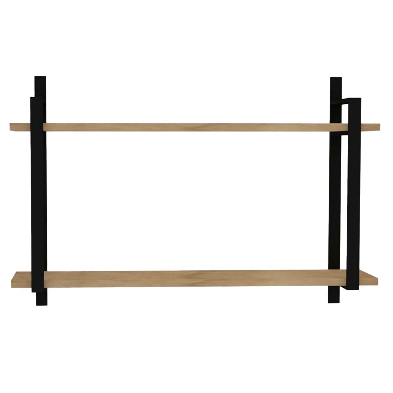 Mensola Marrone Rovere Nero 2 Ripiani Colore Struttura Nero 90x22x60h cm, Sfumatura Colore Struttura Rovere - Pralungo