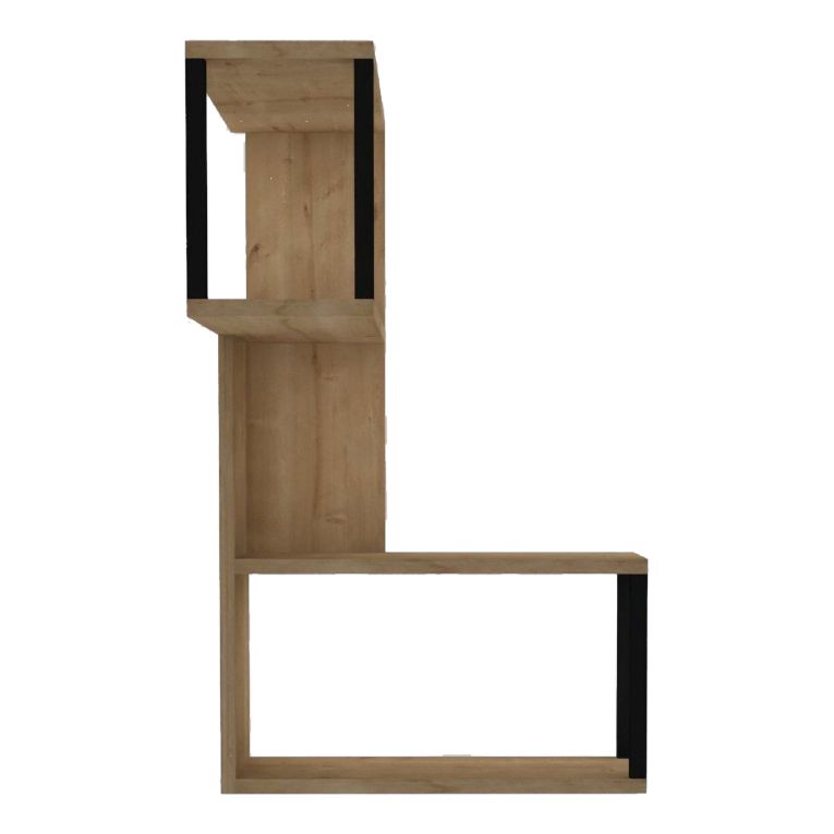 Mensola Marrone Rovere Nero 4 Ripiani Colore Struttura Nero 84x20x52h cm, Sfumatura Colore Struttura Rovere - Ovada
