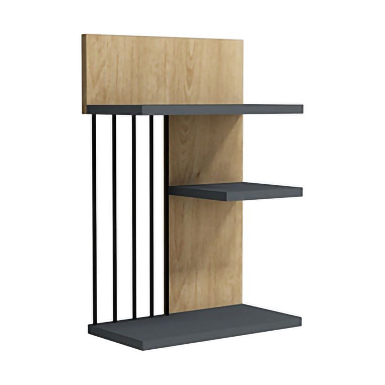 Mensola Marrone Rovere Nero Antracite 3 Ripiani Colore Struttura Nero 40x21x60h cm, Sfumatura Colore Struttura Rovere - Pensilis