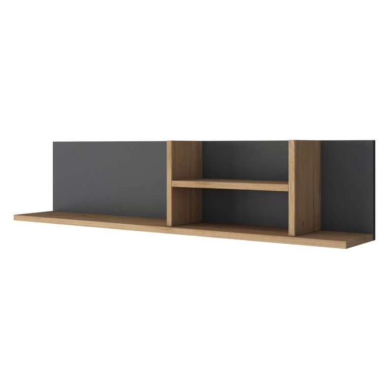 Mensola Marrone Rovere Nero Antracite 4 Ripiani Colore Struttura Nero 120x20x25h cm, Sfumatura Colore Struttura Rovere - Nureci