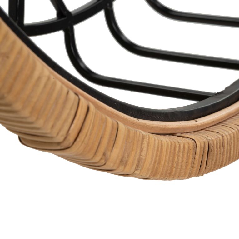 Mensola Marrone Rovere Nero un Ripiano Cornice in Rattan Intrecciato 73x18x65h cm, Sfumatura Colore Struttura Rovere - Homer