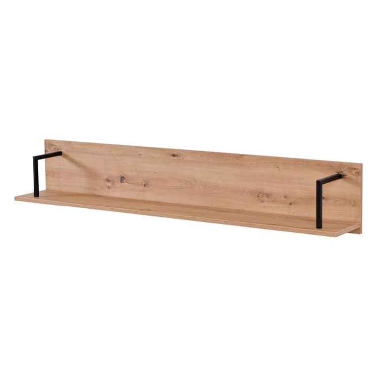 Mensola Marrone Rovere Nodi Nero un Ripiano 137.5x21x24h cm, Portata Ripiani 5 - Oriolo