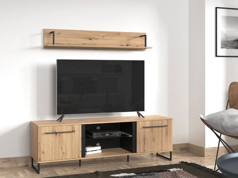 Mensola Marrone Rovere Nodi Nero un Ripiano 137.5x21x24h cm, Portata Ripiani 5 - Oriolo