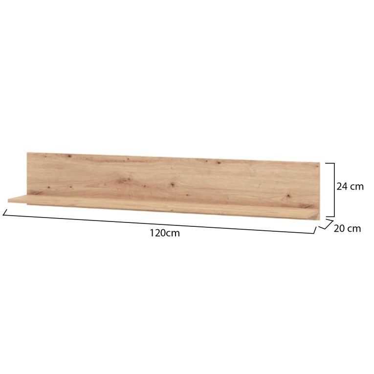 Mensola Marrone Rovere Nodi un Ripiano 120x19.5x24h cm, Portata Ripiani 5 - Focognano