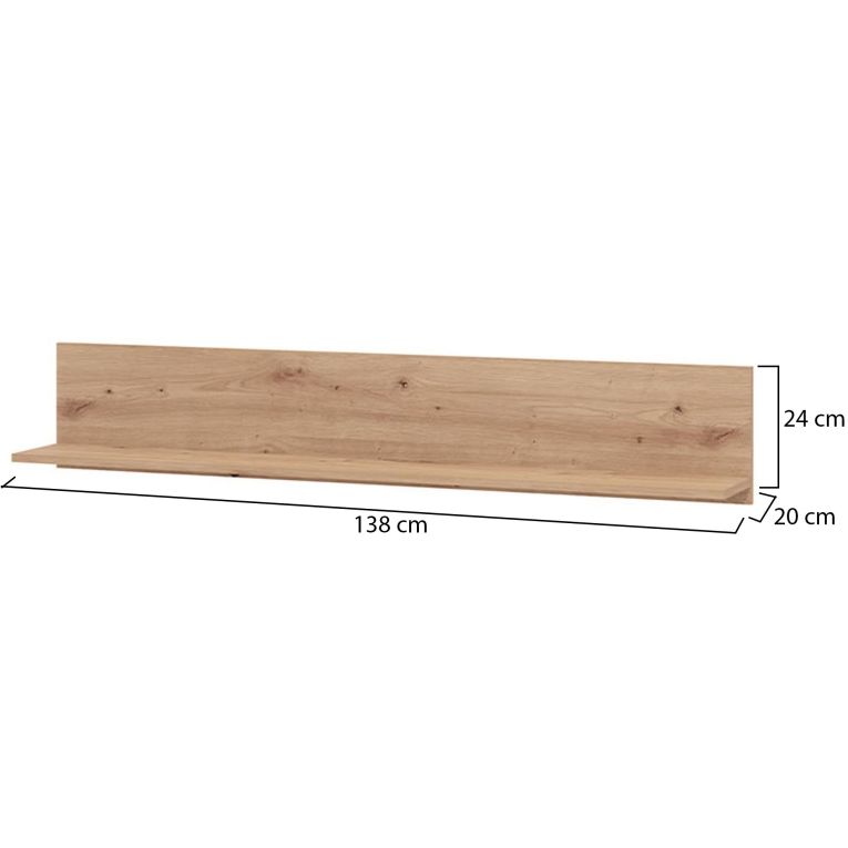 Mensola Marrone Rovere Nodi un Ripiano 137.5x19.5x24h cm, Portata Ripiani 5 - Renatico