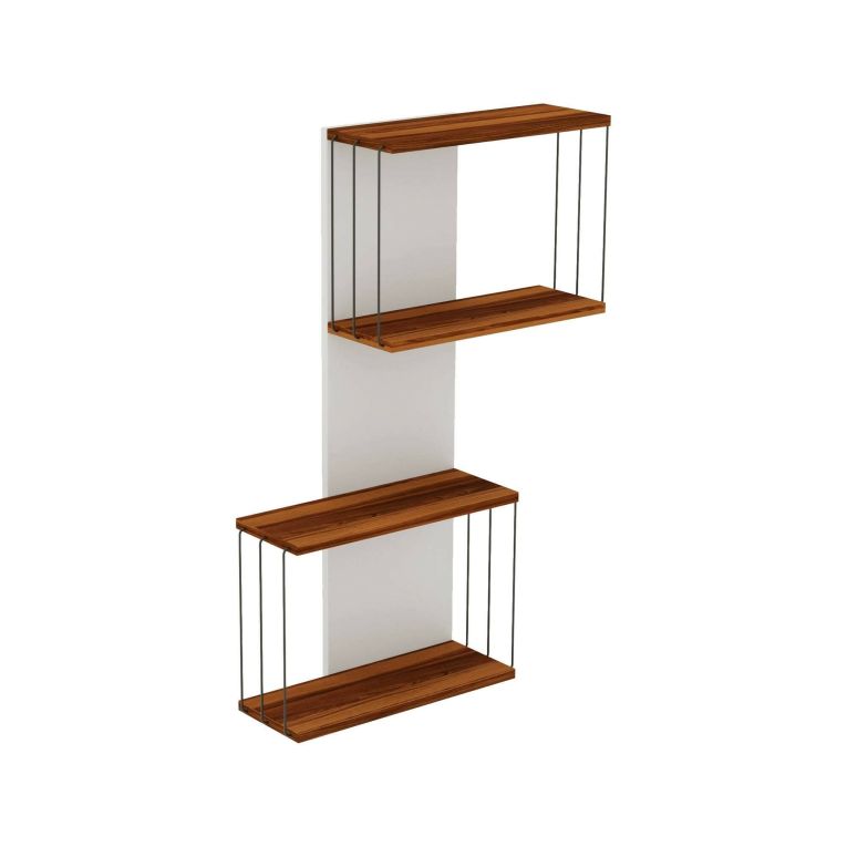 Mensola Mirzam, Scaffale, Ripiano a muro, Scaffalatura multiuso, 65x19h96 cm, Quercia e Bianco