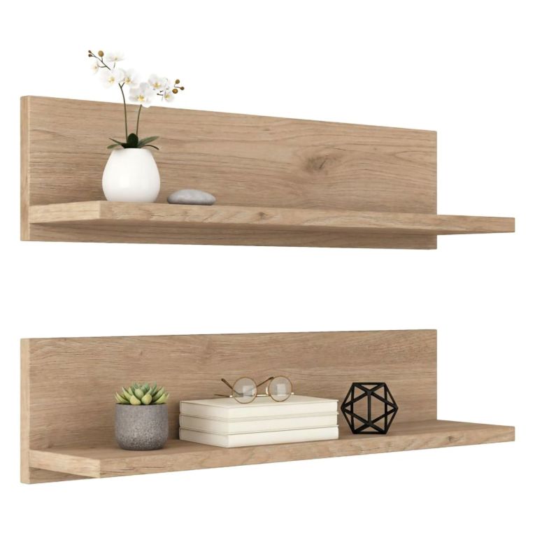 Mensola muro 13x60cm noce e bianca - Nebbia