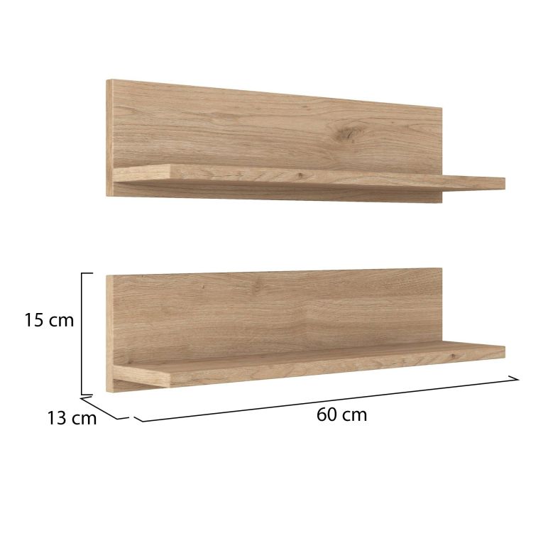 Mensola muro 13x60cm noce e bianca - Nebbia