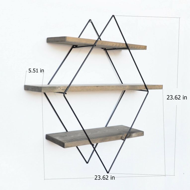 Mensola muro 14x60cm noce e nera - Rozasanina