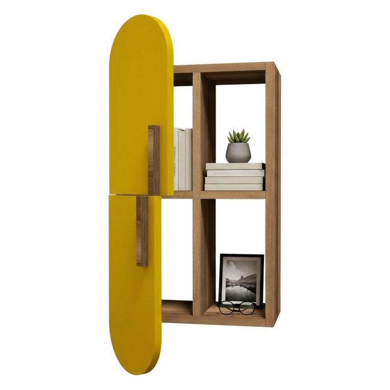 Mensola muro 22x35cm noce e gialla - Nesat