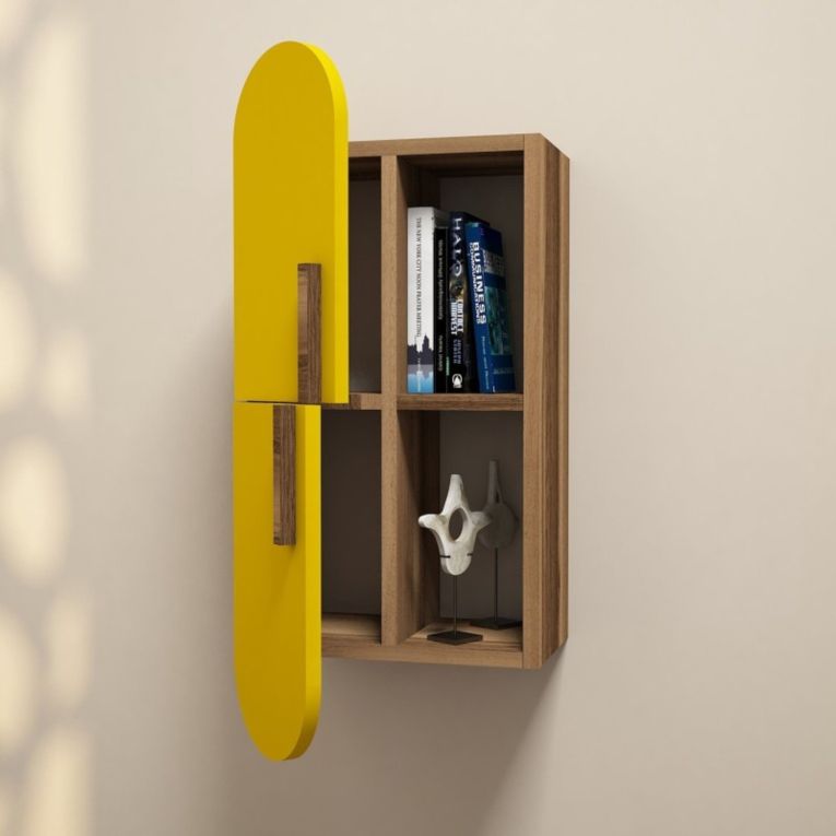 Mensola muro 22x35cm noce e gialla - Nesat