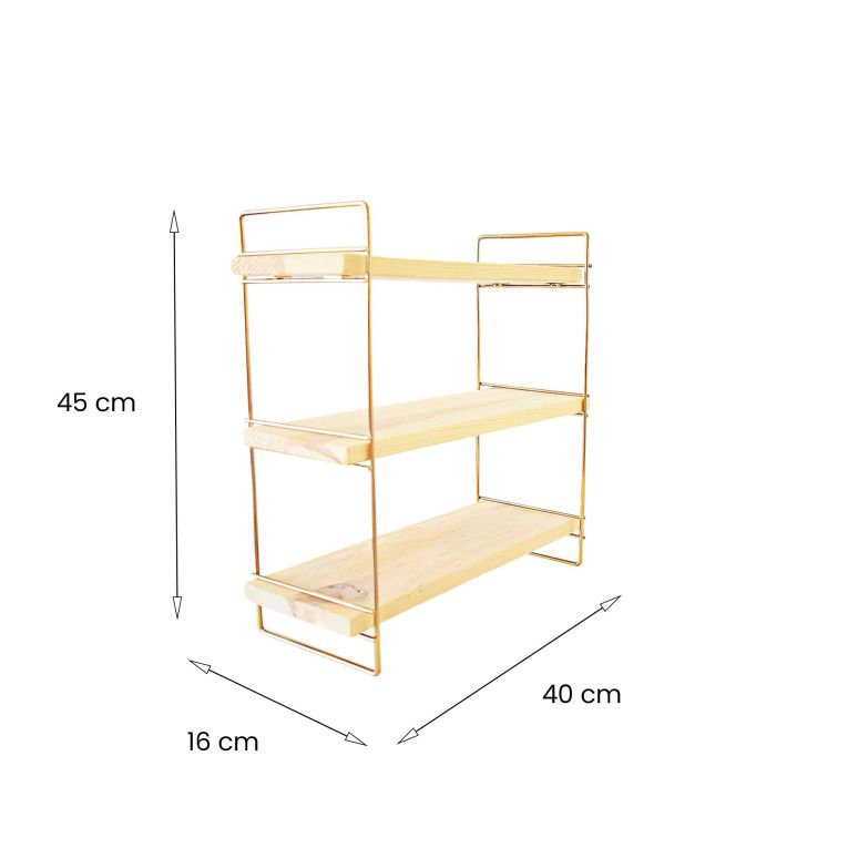 Mensola muro 40x16cm oro e marrone - Edouard