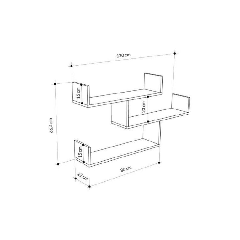 Mensola Nebulon, Scaffale, Ripiano a muro, Scaffalatura multiuso, 119x23h67 cm, Bianco