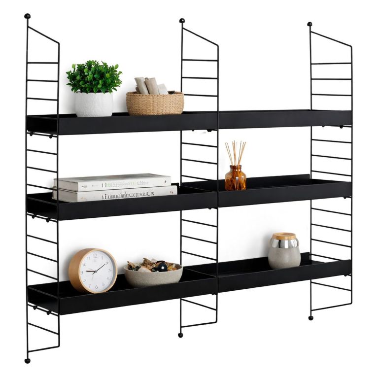Mensola Nero 3 Ripiani 98x21x100h cm, - Scurelle