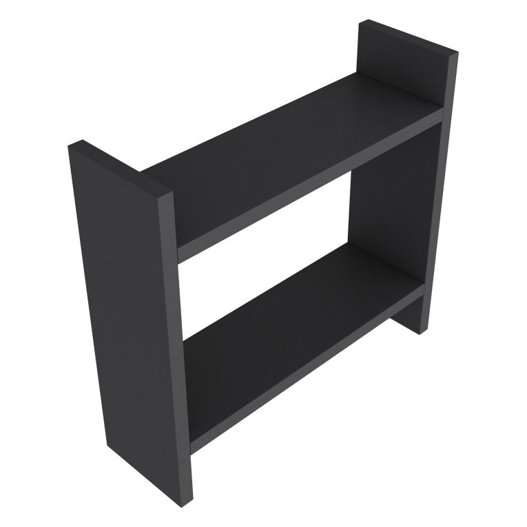 Mensola Nero Antracite 2 Ripiani Sfumatura Colore Struttura Antracite 34x10x30h cm, - Morfasso